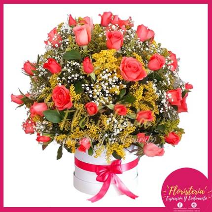 Caja Mediana Redonda en Rosa Color Salmon