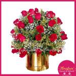 Caja redonda en rosas