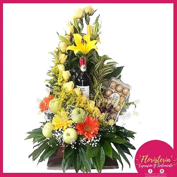 reamo-Economico-2.jpg Ramo Frutal con Vino y Chocolates - Imagen 1