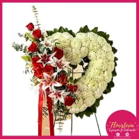 Fúnebre Mediano Corazón Flores Blancas y Rosas