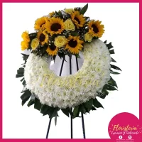 Fúnebre Corona en Rosa Flores y Girasoles