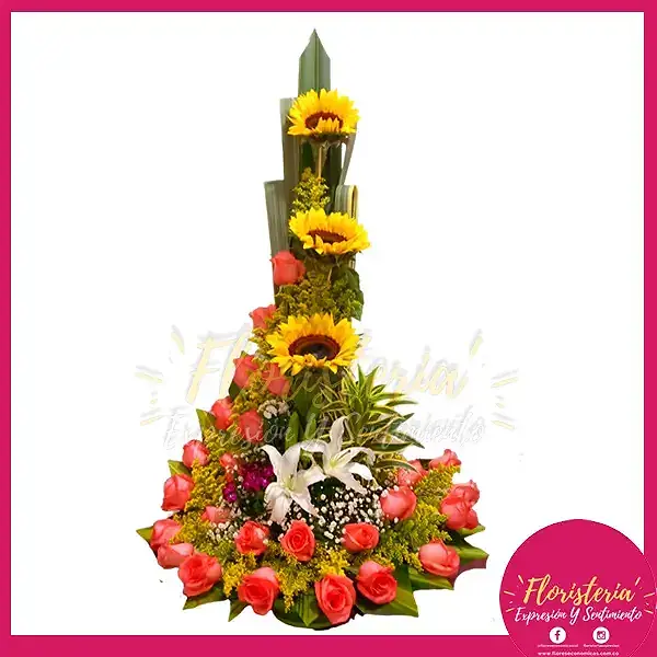 caja-flores-chocolates-09-22 Ramo Tradicional en Rosas y Girasoles #13 - Imagen 1