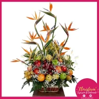 Canasta Floral con Frutas Exótico #03