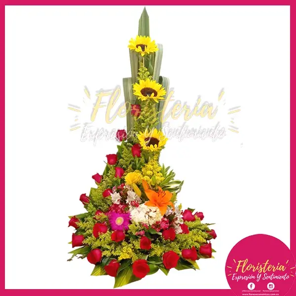 caja-flores-chocolates-09-35 Ramo Tradicional Girasoles y Rosas #02 - Imagen 1