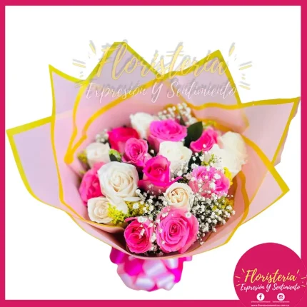 Bouquet | Rosas | Blancas y Lilas | Papel Coreano #110