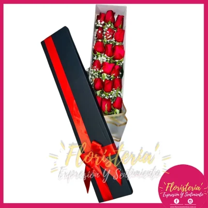 Caja Rectangular Alargada | Rosas Rojas  #112