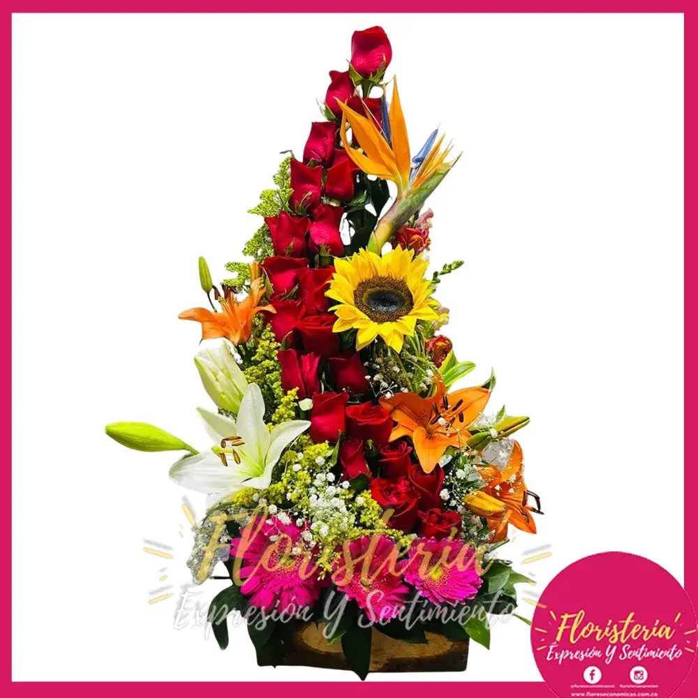 flores-economicas-2026-02-16 Arreglo Floral | Tradicional | Rosas y Girasoles #116 - Imagen 1